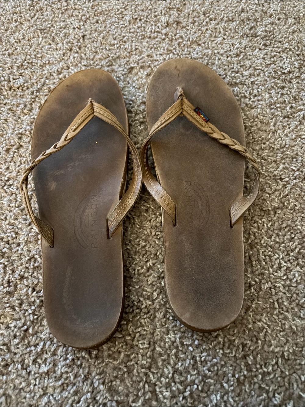 Rainbow Sandals 9.5-10 Brown Leather Braided Flip Flops